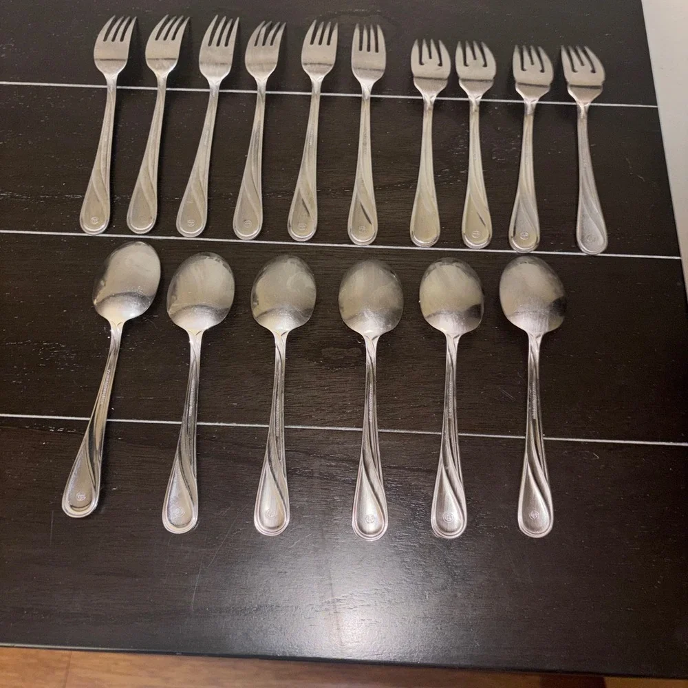 Glennbrook (Stainless) Pfaltzgraff  6 Place Spoons 4 Salad Forks 6 Dinner Forks‎